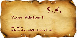 Vider Adalbert névjegykártya
